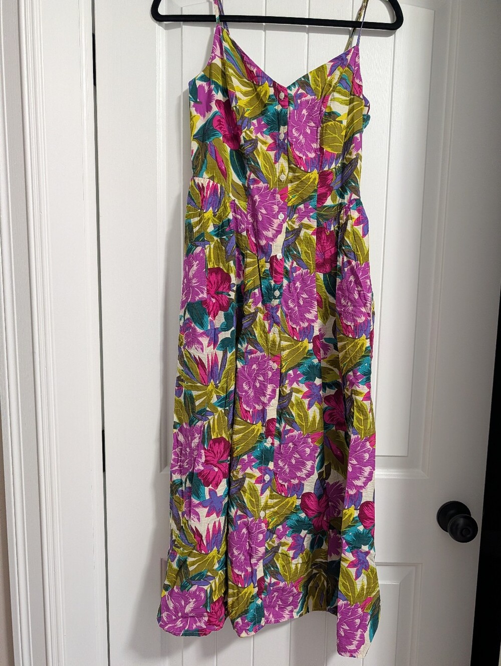 GAP Pink & Green Floral Maxi Dress with Spaghetti Straps